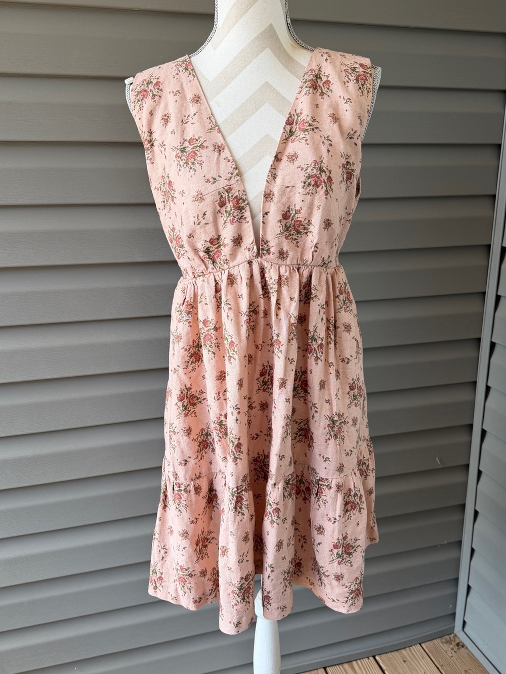 House of Harlow 1960  floral backless dress V-Neck Tiered Summer Dress Sz L